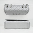 Chanel Small Chain Shoulder Bag Filigree Caviar Leather Silver Hardware — view 5