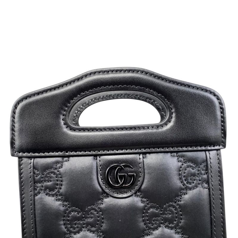 Gucci Shoulder Bag Mini Top Handle GG Matelasse Black Purple — view 8