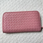 Bottega Veneta Intrecciato Round Zipper Long Wallet Leather Pink — view 6