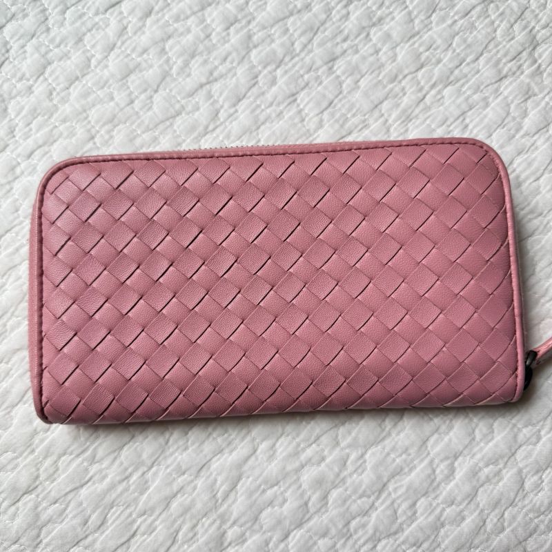 Bottega Veneta Intrecciato Round Zipper Long Wallet Leather Pink — view 6