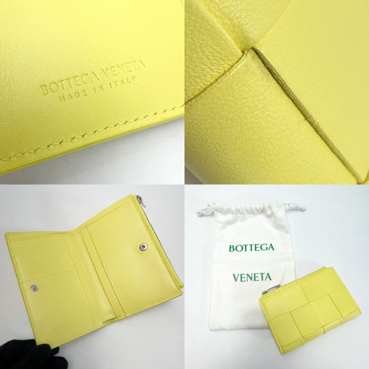 Bottega Veneta Maxi Intrecciato Yellow Bifold Wallet Leather — view 7