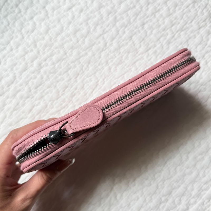 Bottega Veneta Intrecciato Round Zipper Long Wallet Leather Pink — view 7
