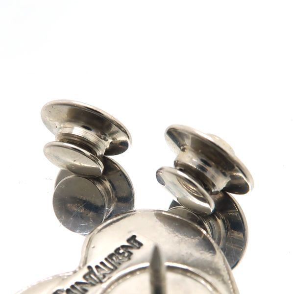 Yves Saint Laurent Pin Brooch 2 Pieces Tuck Steampunk Heart Face Silver — view 7