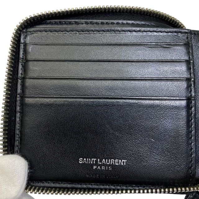 Saint Laurent Paris Fold Wallet Compact Round Zipper Leather — view 6