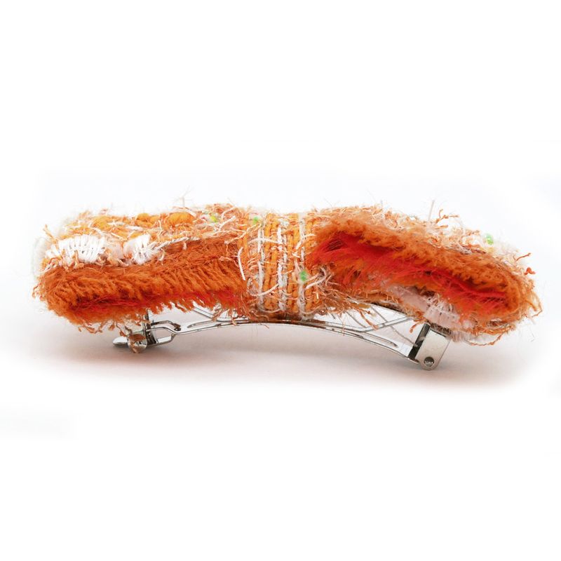 Chanel Barrette Tweed Orange Hair Ornament Clip Accessories — view 5