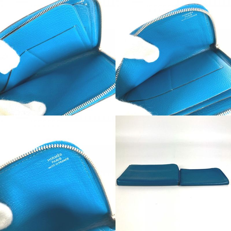 Hermes Coin Case Remix Duo Leather Blue — view 8