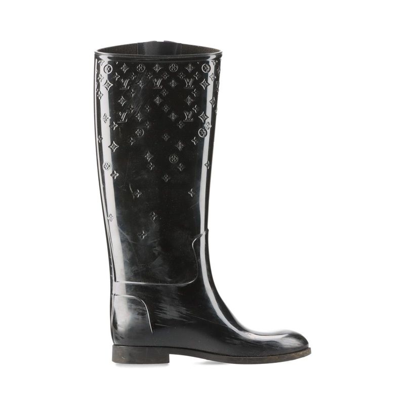 Louis Vuitton Monogram Drops Line Rubber Long Boots 36 Black — view 3