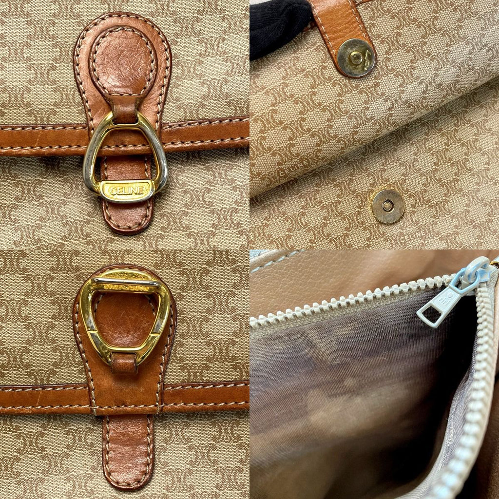 Celine Macadam Pattern Shoulder Bag Pochette Crossbody Gold Hardware — view 6