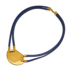 Hermes Emile Choker Plated And Leather Navy — view 3