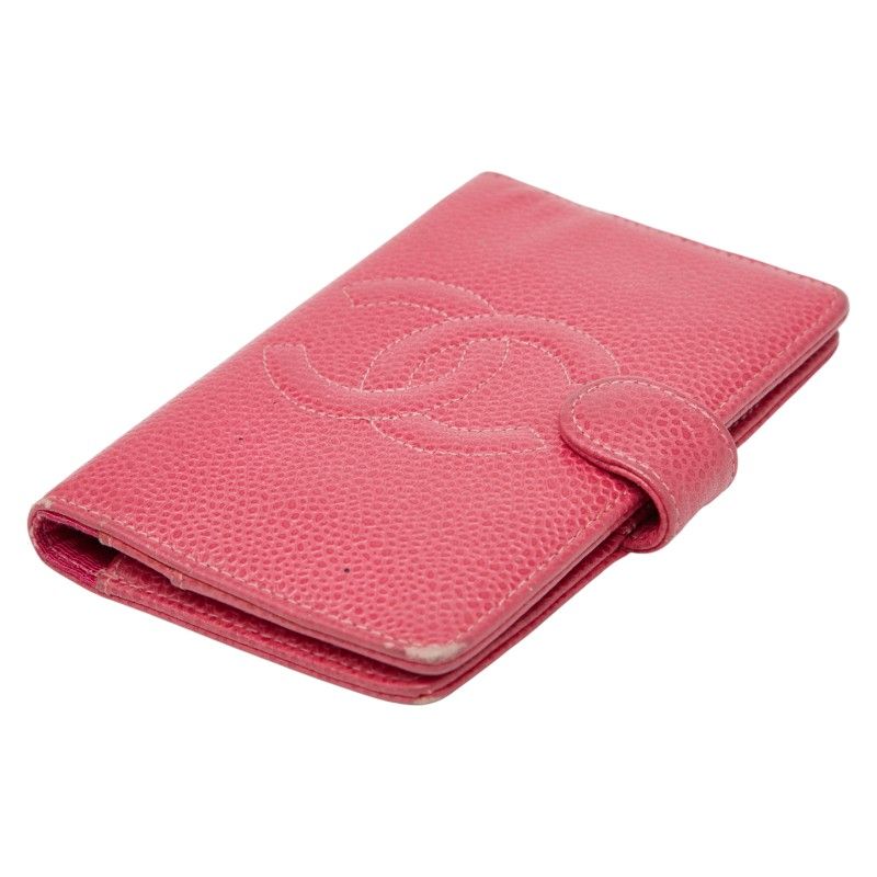 Chanel Coco Mark Notebook Cover 5 Hole Pink Caviar Leather — view 6