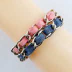 Chanel Coco Mark Chain 2 Rings Metal And Denim Silver 53 g Bracelet — view 4