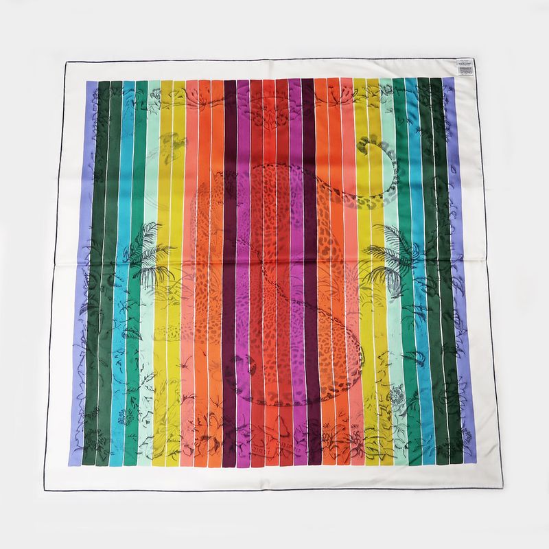 Hermes Carre 90 Scarf Jungle Love Rainbow 100% Silk Multicolor Bead — view 2