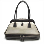 Prada Canvas Leather Mini Hand Bag Clasp Brown — view 3