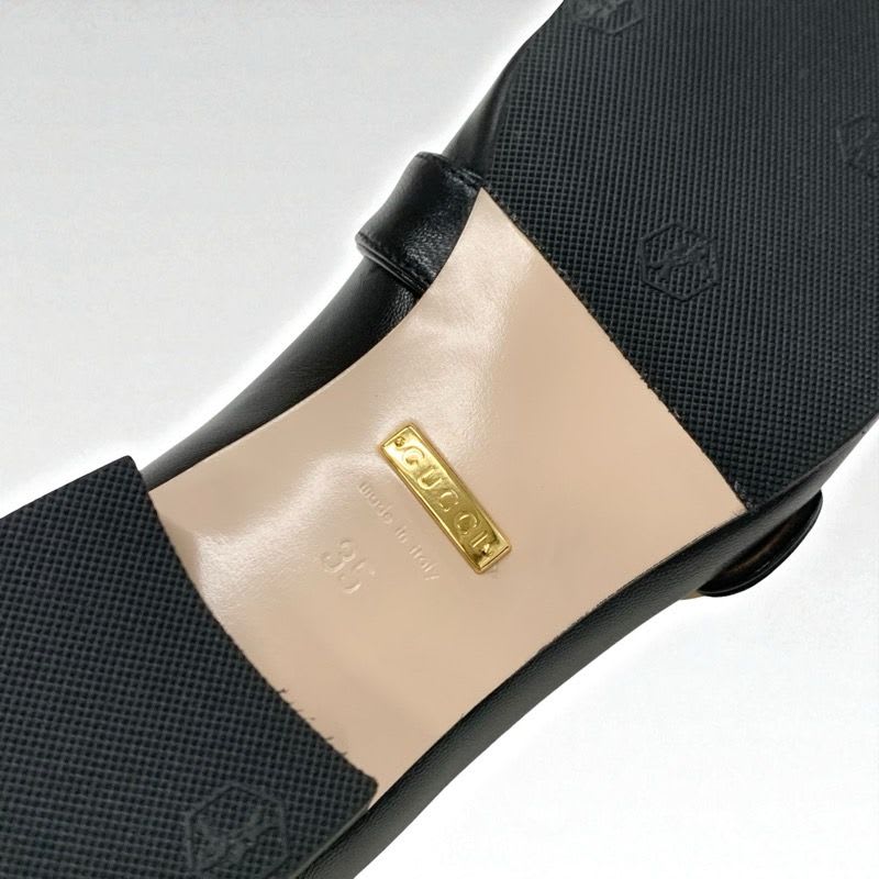 Gucci Double G Loafers Leather Shoes Black Gold GG Marmont — view 8
