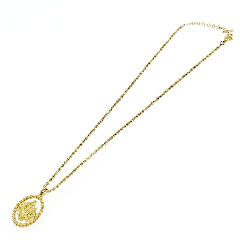 Christian Dior GP Emblem Circle Necklace Gold — view 6