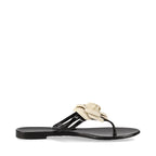 Chanel Coco Mark Camellia Rubber Sandals 35 Black And White — view 3
