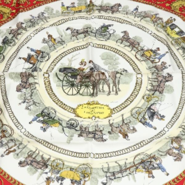 Hermes Promenade Carre 90 LA de Longchamps Scarf Red — view 5