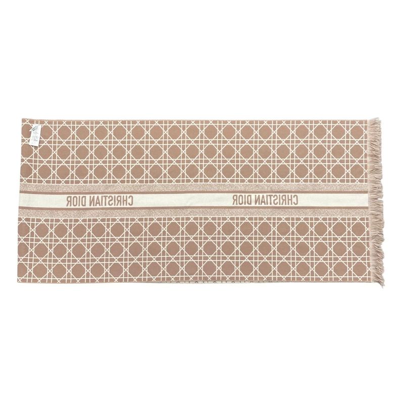Christian Dior Scarf Cannage 31 Can205 I005 Logo Cashmere Wool Pink White — view 4