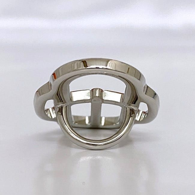 Hermes Scarf Ring Mini Buckle Boucle Silver Red — view 5