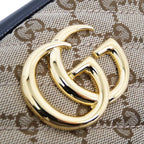 Gucci GG Marmont Shoulder Bag Beige Black Quilted Canvas — view 8