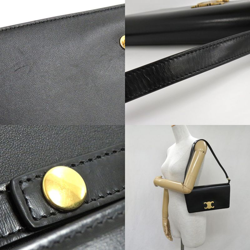 Celine Trapeze Triomphe Bag Bf438 no Leather Black Gold Hardware — view 9