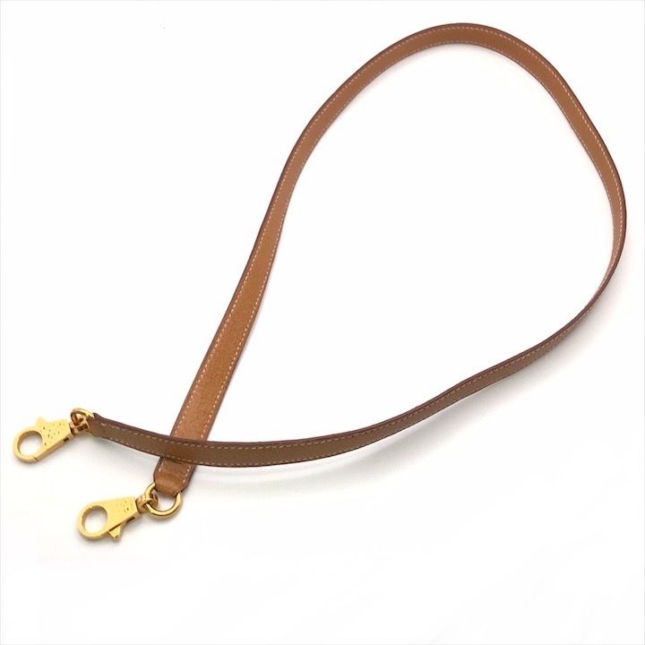 Hermes Leather Kelly Bag Shoulder Strap Brown — view 6