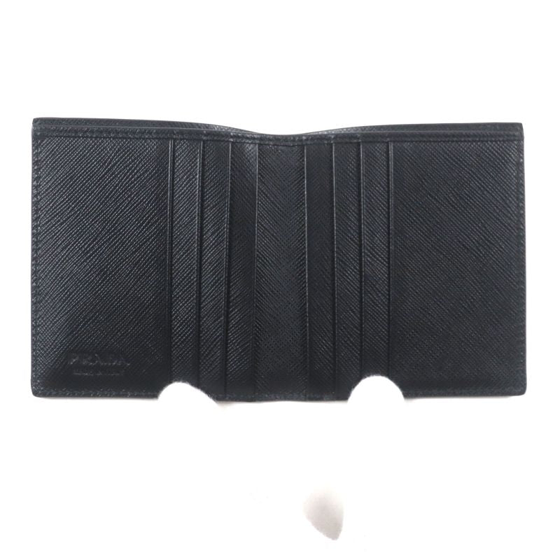 Prada 2 Mo004 Saffianoleather Bicolor Compact Wallet With Logo Hardware — view 5