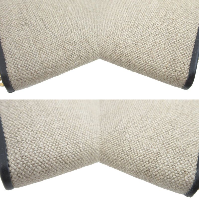 Loewe Amazona Canvas Leather Beige Black Round Zipper Long Wallet 0472 — view 5