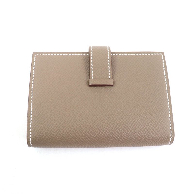 Hermes Bearn Mini Etoupe Vaux Epson Gold Hardware H Logo Wallet — view 3