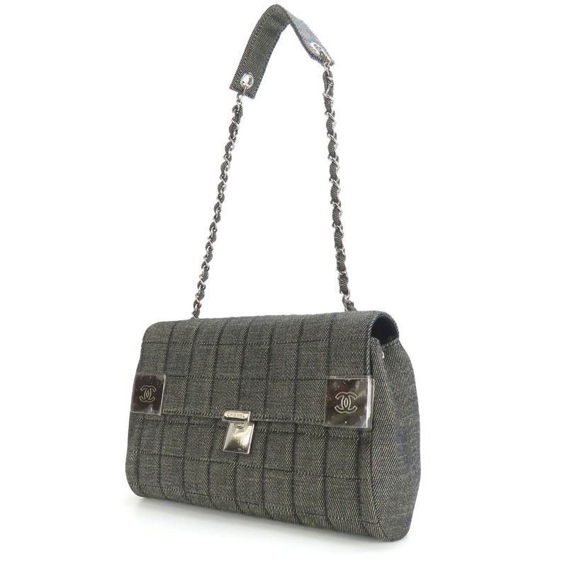 Chanel Shoulder Bag Chocobar Denim Navy Silver Hardware 7 th — view 2