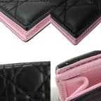 Christian Dior Card Case Cannage Leather Black Pink Business Holder Small — view 5