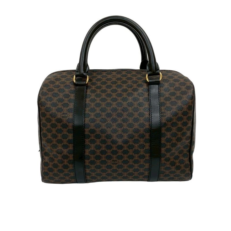 Celine Macadam Blason Vintage Triomphe Pattern Leather Handbag Mini Boston Bag