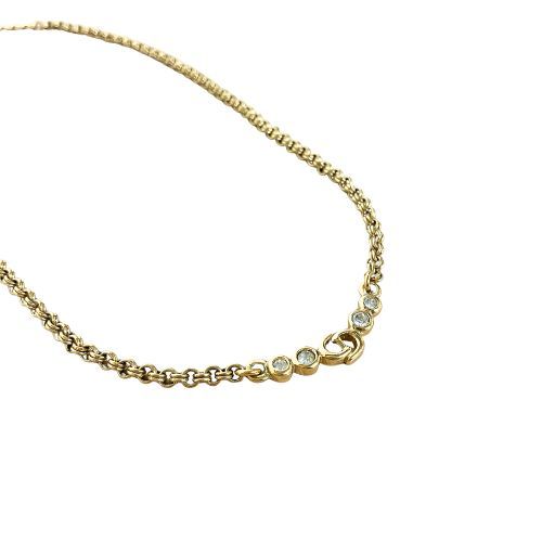 Christian Dior Necklace Metal Vintage Rhinestone CD Logo — view 3
