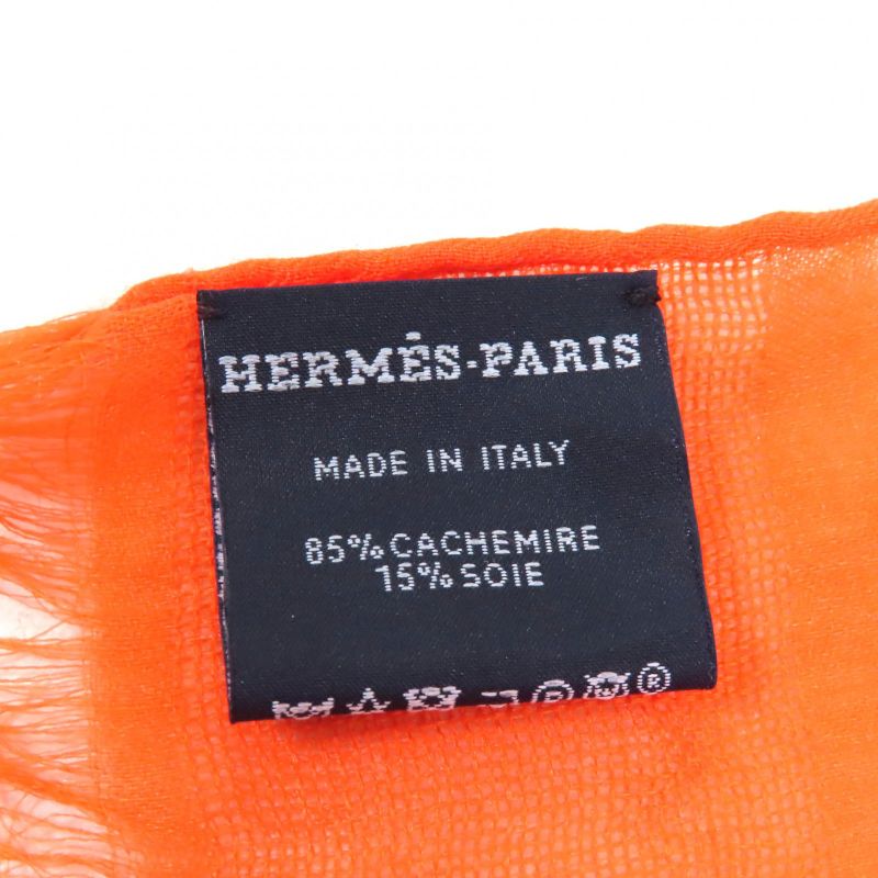 Hermes Carre 110 Cashmere Silk-blend Jacquard Serie Fringed Scarf Orange — view 8