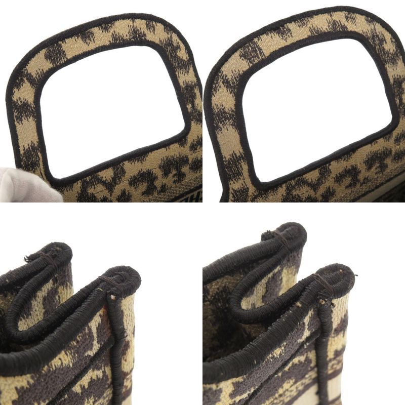 Christian Dior Book Tote Mini Leopard Canvas Beige Handbag 0760 — view 9
