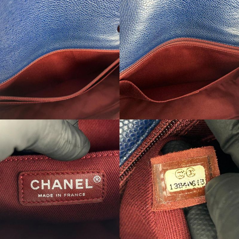Chanel Shoulder Bag Quilted Caviar Leather Navy Silver Hardware Decacoco W Chain — view 8