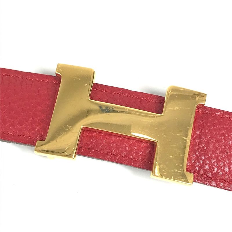 Hermes Belt H Constance Leather Red And Black — view 4