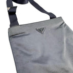 Prada Triangle Logo Pochette Silk Satin Shoulder Bag Light Gray — view 3