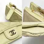 Chanel Quilted Classic Card Case Ap2570 Light Yellow Caviar Leather Coin — view 7