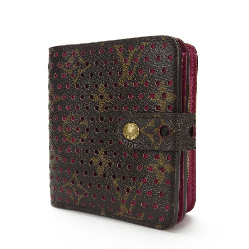 Louis Vuitton Bifold Wallet Monogram Perfo Fuchsia Brown Gold Hardware — view 2