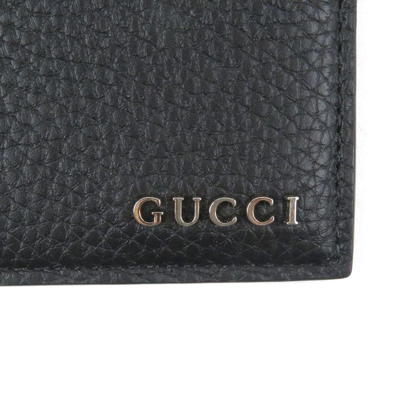 Gucci Silver Logo Hardware Leather Card Case Business Holder Black — view 8