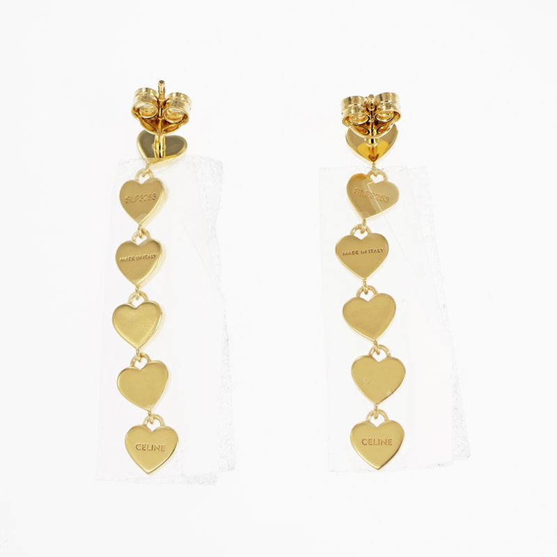 Celine Earrings Heart Logo Gold Color Pair Accessories Small Items — view 3