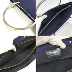 Chanel Handbag Metal Handle Polyamide Navy — view 8