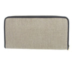 Loewe Amazona Canvas Leather Beige Black Round Zipper Long Wallet 0472 — view 2