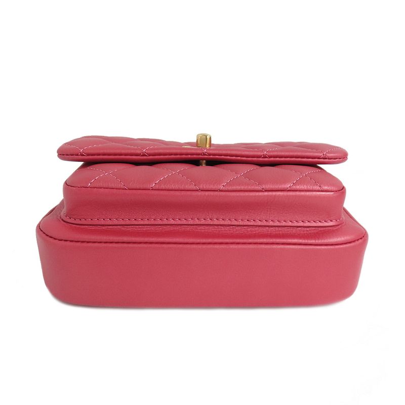 Chanel Top Handle Mini Flap Bag Pink As1226 Quilted Lambskin — view 6