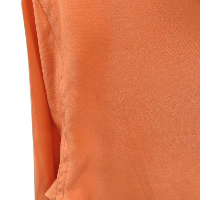 Hermes V-Neck Blouse with Scarf Silk Orange 0792 — view 8