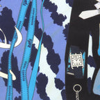 Hermes Carre 40 Monsieur ET Madame & Silk Blue Scarf 0821 — view 5
