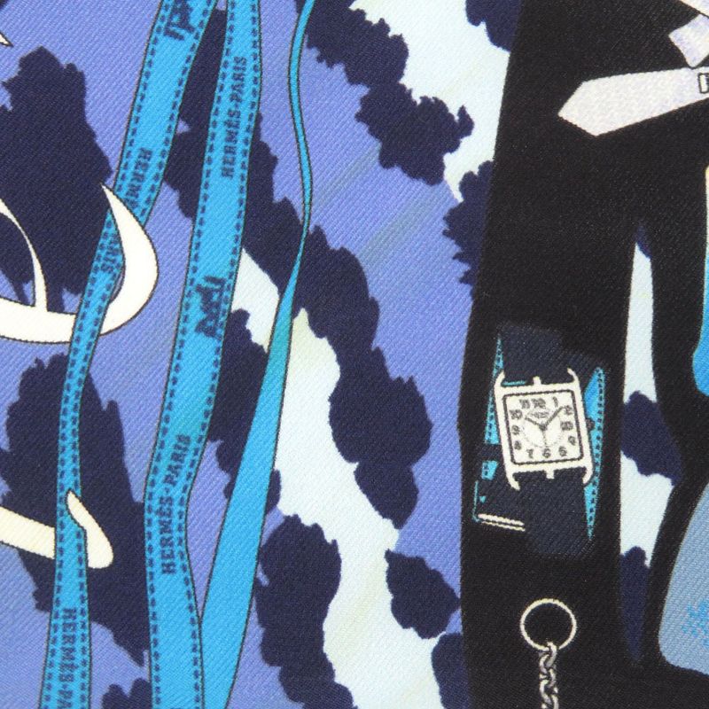 Hermes Carre 40 Monsieur ET Madame & Silk Blue Scarf 0821 — view 5