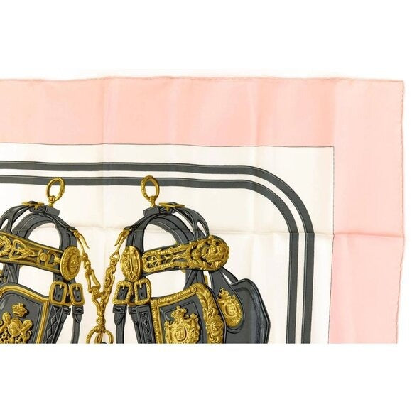 Hermes Silk Scarf Carre 90 Brides de GALA by Hugo Grygkar Pink White — view 4