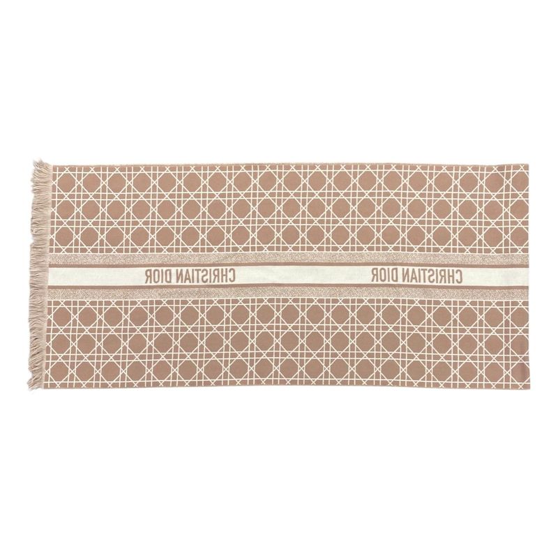Christian Dior Scarf Cannage 31 Can205 I005 Logo Cashmere Wool Pink White — view 3